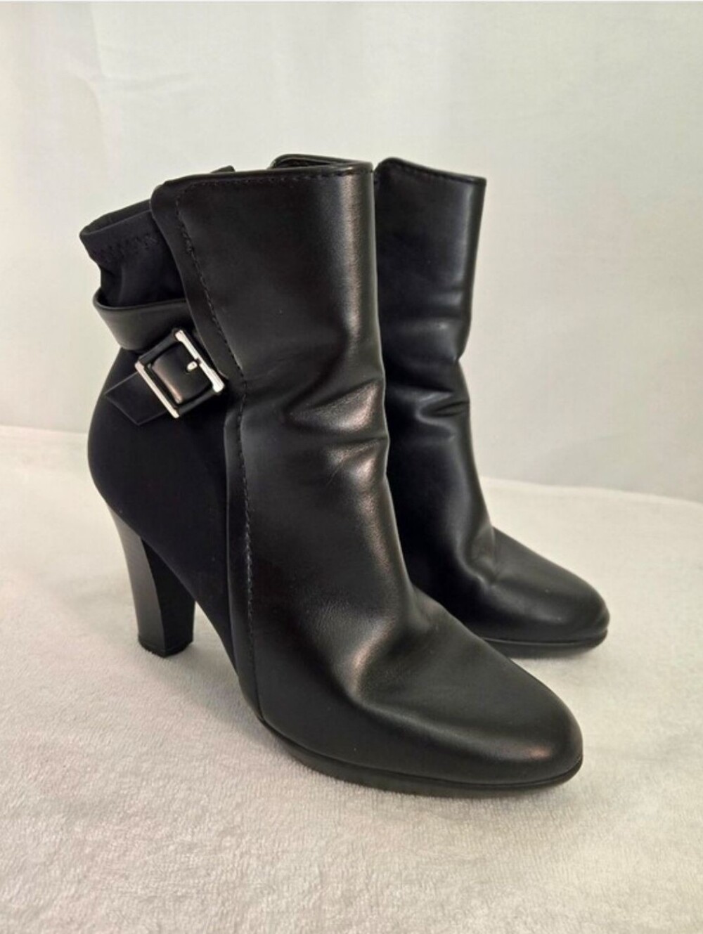 Alfani Step N Flex Black Ankle Boots Women’s 7M Buckle Block Heel Booties